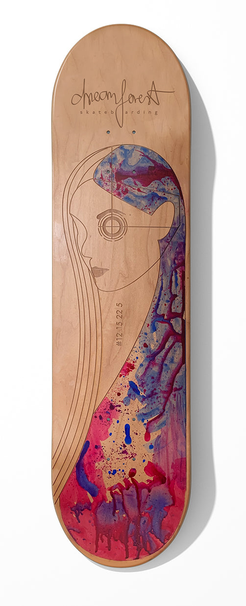 Deck – #12 15 22 5 – pink/blau, inkl. Grip (Handbemalt)