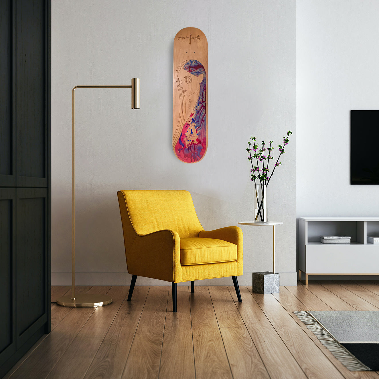 Deck – #12 15 22 5 – pink/blau, inkl. Grip (Handbemalt) – Dreamforest